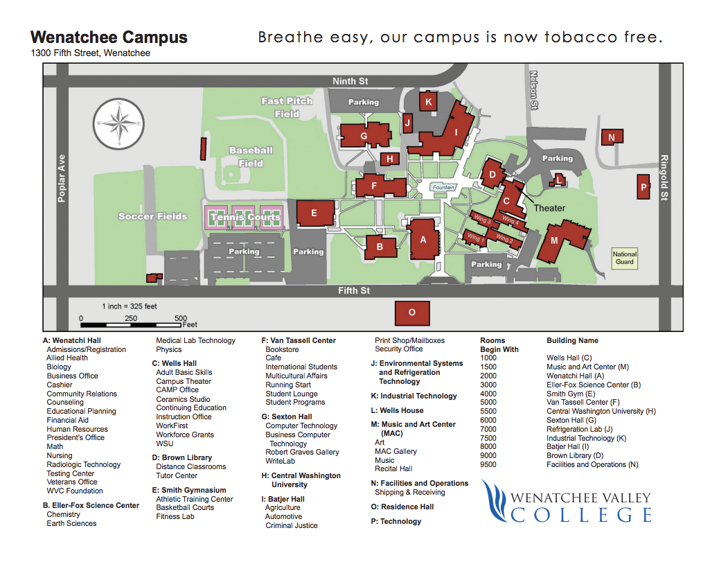 Wenatchee Campus Map Wenatchee Valley College