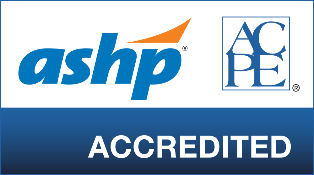 ASHP Accredited Logo blue, white and orange