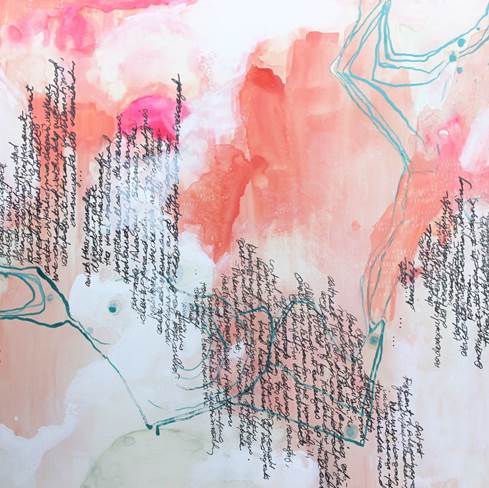 "Wandering Thoughts" by Jen Erickson. Watercolor, ink, and graphite on panel, 2018.
