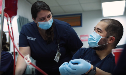 Nursing instructor and nursing student