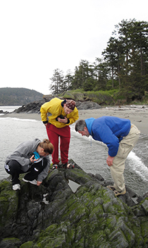 Biology instructor and students on a field trip