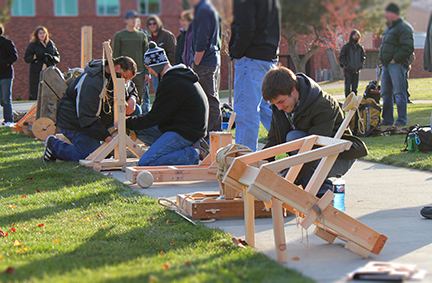 Student participating in the WVC Catapult Contest