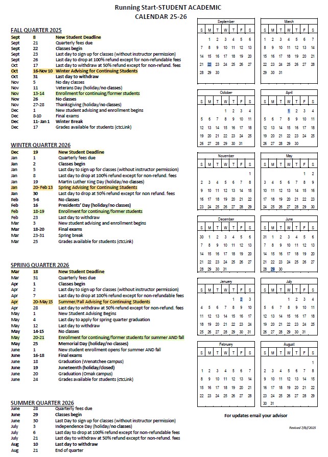 Running Start 25-26 Calendar